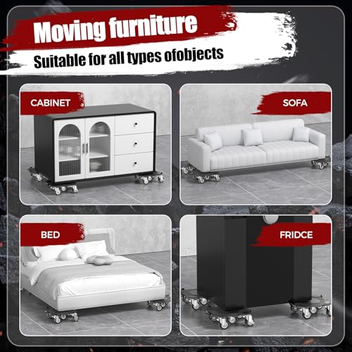 Kavlium Heavy Duty Furniture Dolly,5-Wheel Furniture Movers,6 Inch - color: Black, size: 6in