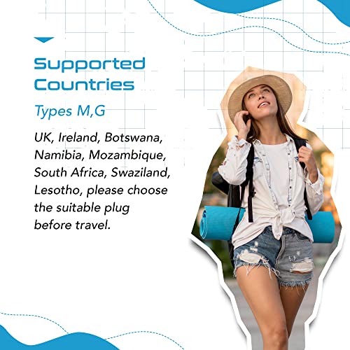Ceptics South Africa Travel Plug Adapter Set - 4 Input - Ultra Compact - Light Weight - Type M and Type G - USA to Any Type M Countries Such as Botswana, Namibia - 4 Pack (PT-7-10L-4PK),White - size: 4 Pack, style: Type G, M - South Africa set
