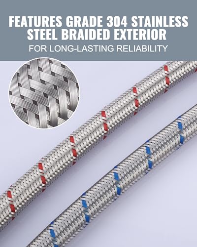 ALEASHA 48” Length Faucet Supply Lines,Flexible Faucet Hose Connector 3/8" to 3/8" Female Compression Thread Stainless Steel Braided Bathroom Kitchen Faucet Extension Water Supply Line,2Pcs - size: 48 Inch