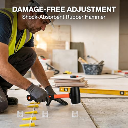 Tile Leveling System with Tile Pliers and Hammer, 600 Piece Tile Spacers 1/8 Inch Tile Clips and 200 Piece Reusable Wedges Tile Leveling Tools for Tiles and Stone Installation