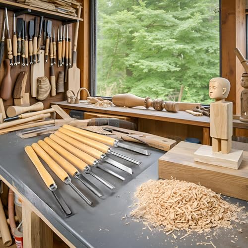 8Pcs Wood Lathe Chisel Sets, HSS Wooden Turning Chisels Kit Sculpting Chisel Woodworking Chisels Lathe Woodturning Tools Wood Carving Tools Set for Wooden Turning Hardwood