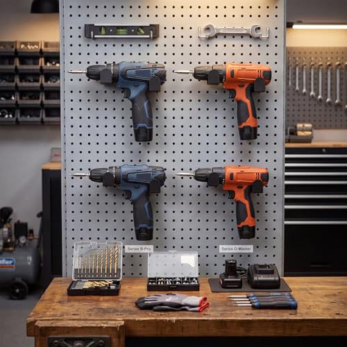 4 Pcs Drill Holder, Heavy Duty Steel Drill Dock Wall Mount, Universal Tool Organizer Rack with Easy Access Space Saving Storage for Garage Workspace Home Storage