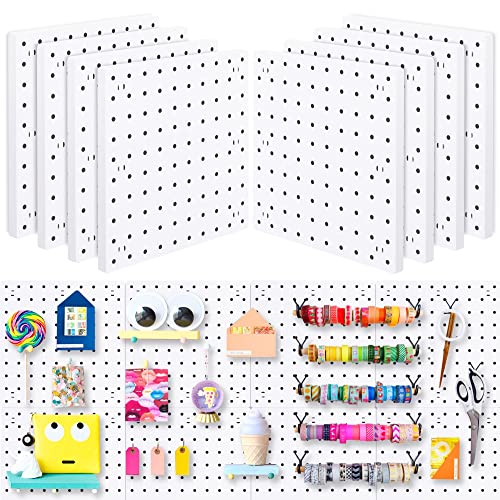 8Pcs Pegboard Wall Organizer Panels, White Pegboard Wall Mount - size: White Peg Board- 8Pcs