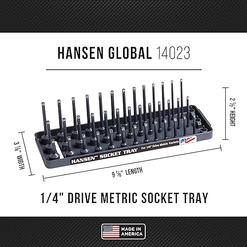 Hansen Global 92003 SAE & Metric, 3-Row Socket Tray Set - 4-Pieces, Red & Grey - color: RED & GREY, 4 pack
