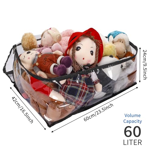 Blanket Storage Bags Extra Large 60L 4 Pack Clothes Organizer - color: A-Clear