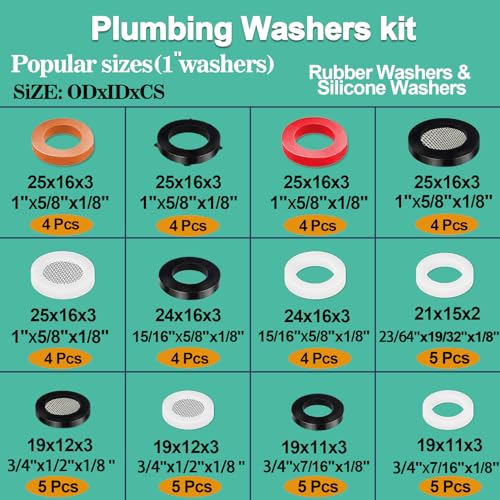 XBVV 32 Size 705 Pcs Plumbing Washers and O-Ring Kit 2-in-1 Rubber Gasket Assortment Kit for Faucet Spigot Garden Hose Pressure Washer Plumbing Repair