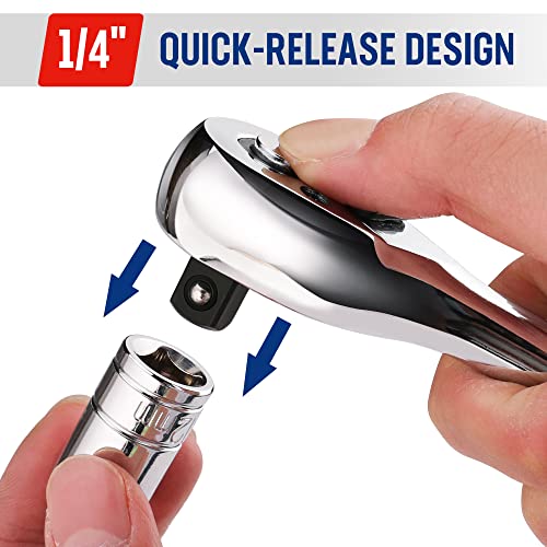 WORKPRO 1/4" Drive Ratchet Wrench, 72-Tooth Reversible - size: 1/4"