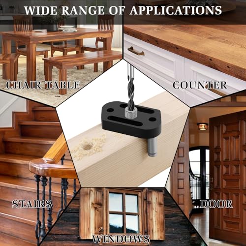 Self Centering Doweling Jig with 8 Drill Bushings(3-10mm) Handheld Jig - color: Light Black