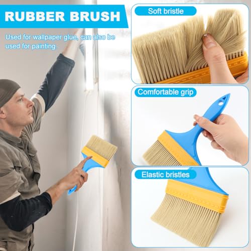 Wallpaper Smoothing Tools, Wallpape-r Tool Kit with Felt Squeegee Seam Roller Wallpape-r Brush Measure Tape for Wallpapers,Contact Paper,Window Tint,Vinyl Backsplash Tile(COLOR:1)