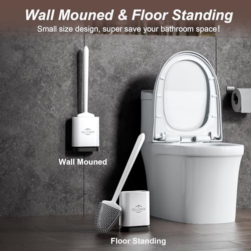 Sellemer Silicone Toilet Brush, Ventilation Slots Holder 1 Pack Pearl White - color: Pearl White-1pcs