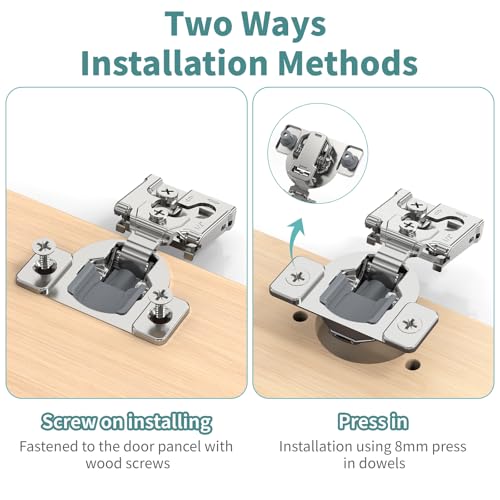 10 Pack 1/2" Overlay 3D Soft Close Hinges for Face Frame Kitchen Cabinet Door Hinges, 3 Way Adjust, Self Closing Concealed Cabinet Hinges-105 Degree