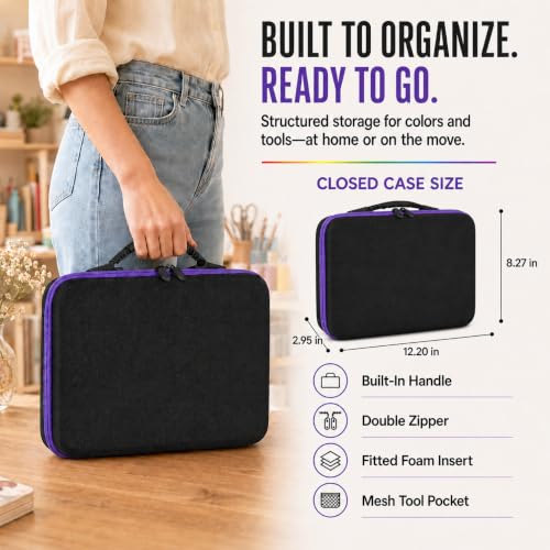 MERATIA Diamond Art Painting Storage Case Organizer, 80 Slots Containers - color: 80 Slots-Purple