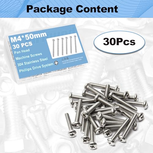 M4x50mm Machine Screws Pan Phillips Cross for Furniture Repairs 3D Printer - size: M4x50mm