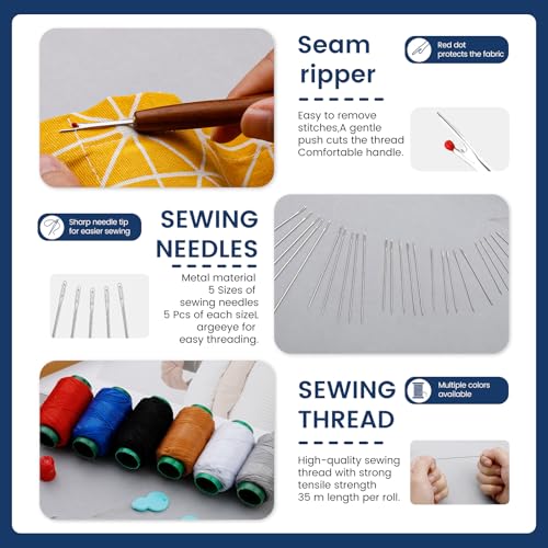 TLKKUE Sewing Kit for Adults, Steel Needles for Hand Sewing - color: 6 Colors Thread