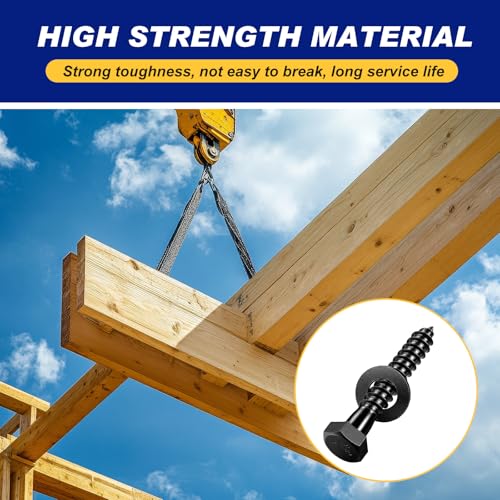 Zonon 50 Pcs 5/16-18 x 2" Hex Head Lag Bolts Screws with Washers, Black - color: Black, size: 5/16-18 x 2"