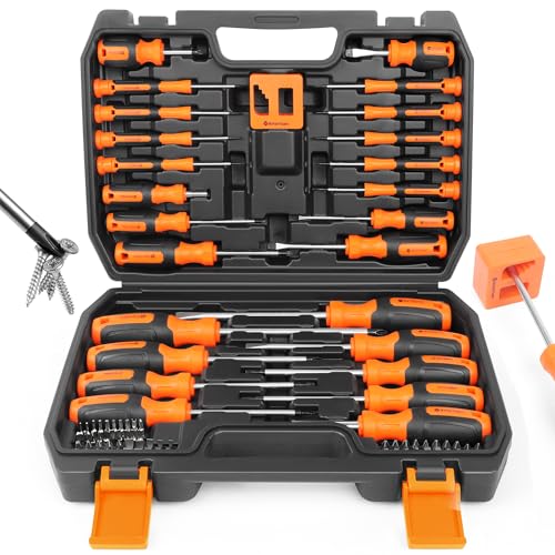 Amartisan 86-Piece Magnetic Screwdrivers Set with Case, Includs Slotted, Phillips, Hex, Pozidriv,Torx and Precision Screwdriver Set, Magnetizer Demagnetizer Tools, Tools for Men - style: 86-Piece Screwdrivers Set
