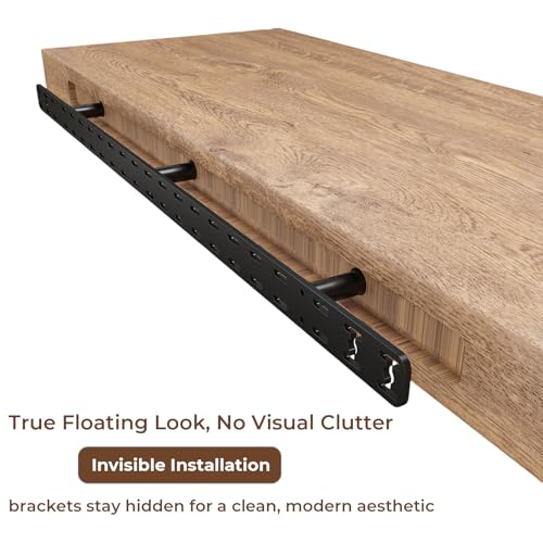 2pcs Floating Shelf Bracket Heavy Duty Decorative Floating Shelf Hardware Black Hidden Shelving Brackets for Wall,Floating Mantel Bracket for Over Fireplace (18X8X1 inch (for 1.5"-2" Thick Shelf)) - size: 18"X8"X1"
