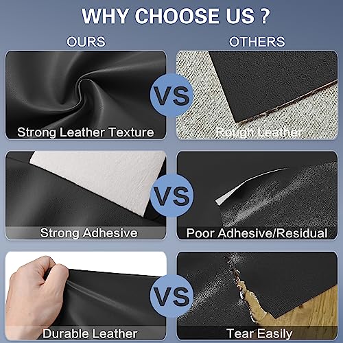 Leather Repair Tape, Self Adhesive Leather Repair Patch Kit Smooth Black - color: Smooth Black, size: 31.4x16 inch