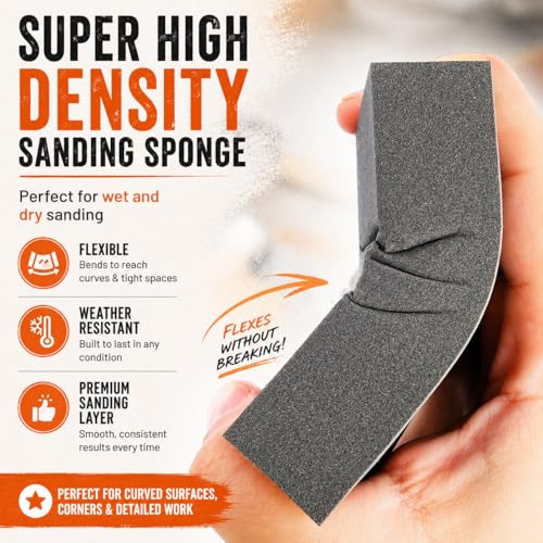 Sanding Sponge Super High-Density Sandpaper Block, Fine Grit Sanding Block, Reusable Dry Wet Sanding Blocks for Wood, Drywall,Metal,Sandpaper Sand Block, 4pcs 320 grit Sandpaper Sponge by Afruxy - size: 320 Grit 4 Pack