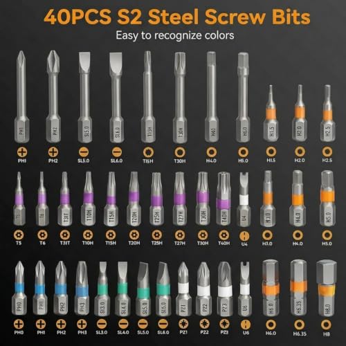 42 in 1 Magnetic Ratchet Screwdriver Set With T-Handle, Grey - color: Grey, size: 42 In 1