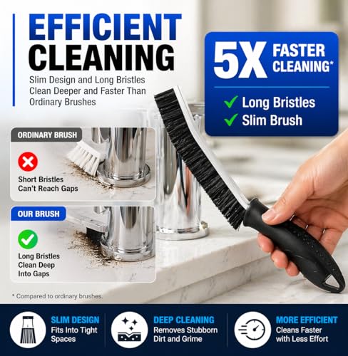Cadley Cleaning Brush Set of 6, Cleaning Brushes for Household Use, Grout Cleaner Brush with Long Handle, Gap Cleaning Tool, Hard Bristle Brushes for Bathroom, Kitchen & Home Essentials