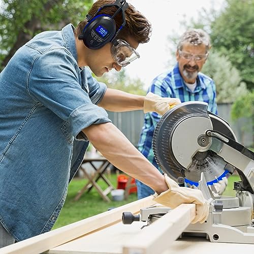Gardtech Hearing Protection with Bluetooth, FM Radio Earmuffs, NRR 29dB Hearing Protection Headphones Noise Cancelling Headphones with MP3 for Mowing Lawn Work, Rechargeable BL-5B Battery (Blue) - color: Blue-fm+bluetooth+mp3