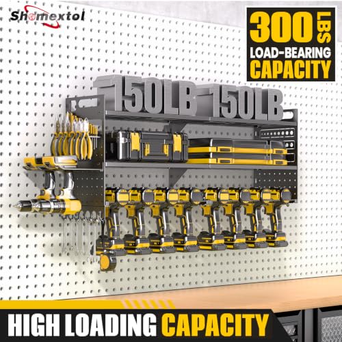 33" W Power Tool Organizer Wall Mount, 3-Layer,10 Drill Holders - color: Black, size: 10 Drills Holder-3 Layers