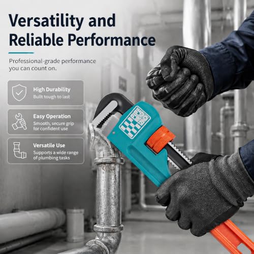Heavy Duty Pipe Wrench, 12" Adjustable Straight Plumbing Wrench, High Drop-Forged jaws, Professional Pipeline Tool for Water Pipe Fittings, Mechanical assembly, Workshop Operations - size: 12inch