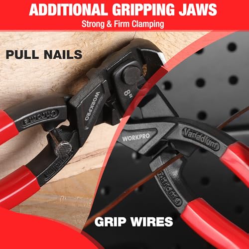 WORKPRO 8 Inch Nail Puller Pliers, High Leverage End Cutting Pliers