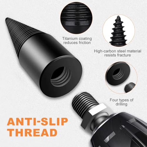 6 Pcs Wood Splitter Drill Bits, 50mm+32mm Firewood Log Splitter, Heavy Duty Electric Drill Screw Cone Driver Removable, Detachable Wood Splitting Wedge Tool