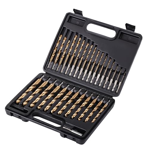 30 PCS(5/64"-1/2") Hex Shank Titanium Impact Drill Bit Set - size: 30pcs-HEX