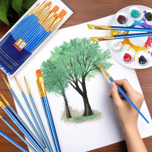 528PCS Valued Paint Brushes and Palettes Set，48Pack of 480PCS Paint Brushes Bulk, 48 Paint Paint Trays, Artist Acrylic Brushes Nylon Brush Head, Suitable for All Purpose Oil Watercolor Painting Set