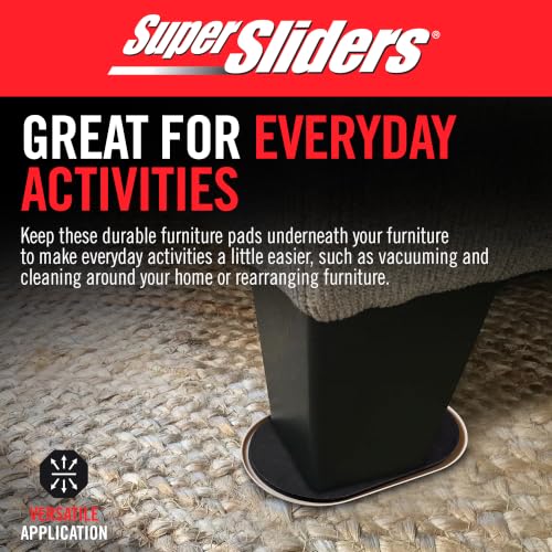 Super Sliders 3-1/2" x 6" Small Oval Reusable Furniture Sliders for Carpet, Anti-Slip Protective Furniture Moving Pads for Beds, Sofas, Dressers, Set of 8, Beige - size: 3-1/2 x 6 Inch Oval, style: For Carpet