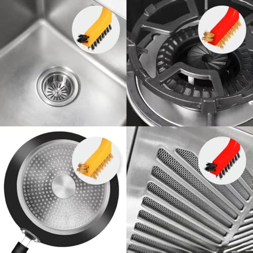 6Pcs Small Wire Brushes for Cleaning Rust, Brass/Nylon/Stainless Steel Brushes with Curved Handle for Cleaning Metal, Paint Removal, Weld Slag & Dirt Cleaning