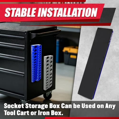 EACELIY Magnetic Socket Organizer Set SAE & Metric Deep & Shallow Socket Holder Kit, Socket Trays (sockets not included) (6PCS 3 COLOR)) - size: 6PCS(3 COLOR)