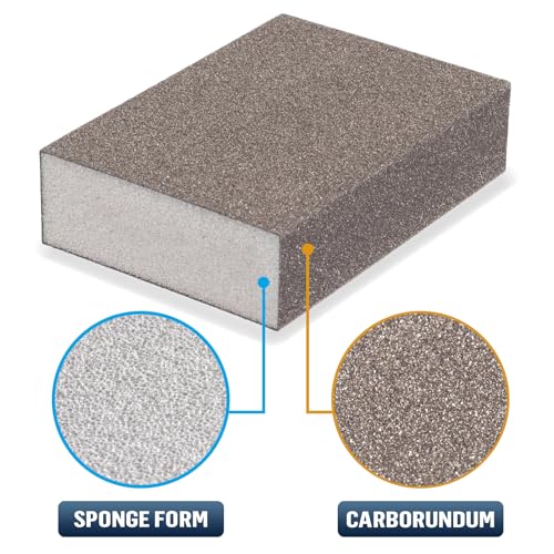 Sanding Sponge 60 80 100 120 150 180 220 Grit Reusable and Washable Wet Dry Sand Block Coarse Medium Fine Sandpaper Blocks for Wood Drywall Metal Crafts (Pack of 7 Pcs)