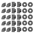 30 Pack 3/4 Inch Cast Iron Pipe Fittings with Elbows Tees Flanges - size: 3/4 Inch