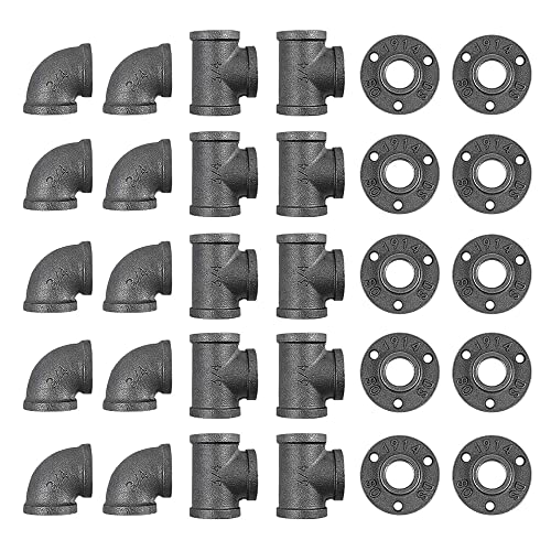 30 Pack 3/4 Inch Cast Iron Pipe Fittings with Elbows Tees Flanges - size: 3/4 Inch