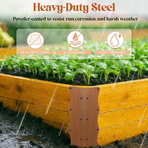 8 Pcs Metal Raised Garden Bed Corner Brackets L-Shape (11"x3"x3"), Brown - color: Brown