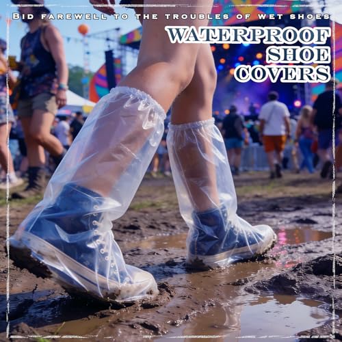 12 Pcs Individually Packaged Extended Length Rain Shoe Covers for Adults, Disposable Portable Plastic Shoe Covers for Rain, Perfect for Adults, Mud, and Theme Parks (Adults, L 12Pcs) - size: Adults L 12Pcs