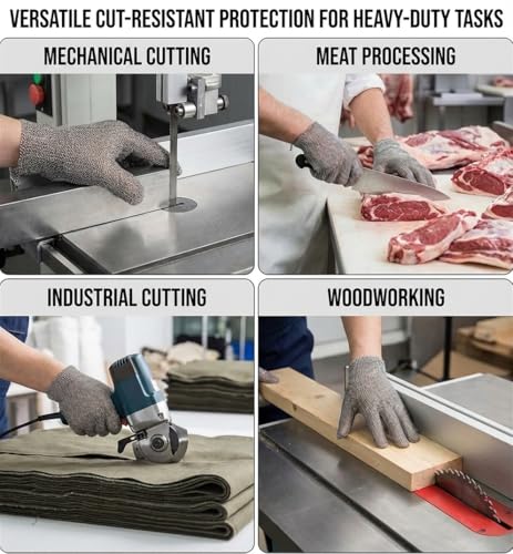 ANSI A9 Cut Resistant Stainless Steel Metal Mesh Chain Mail Glove,Butchers Gloves Food Grade For Kitchen Cooking, Oyster Shucking, Glass Processing, Tool Sharpening, 5 Finger, (M) - size: Medium (Pack of 1), style: Steel Ring