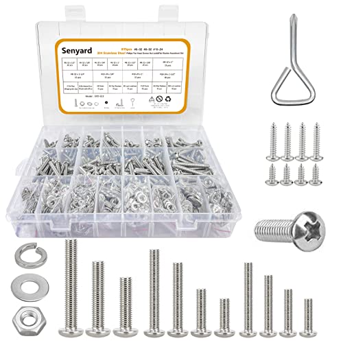 815pcs Machine Screws Assortment Kit,#10-24 #8-32 #6-32 Phillips Pan Head nut and Bolt Assortment Kit (with Lock&Flat washers・Wrenches) Stainless Steel Screw Bolt nut washers Assortment kit with case - size: #6-32 #8-32 #10-24, style: Pan head