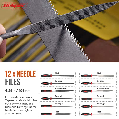 Hi-Spec Metal Hand & Needle Files Tool Kit Half Round Wood and Crafts - size: 18 pieces