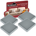 Yelanon Furniture Coasters 4 Pcs 4" Square Gray Caster Cups for Hardwood - size: 4pcs 4" Square Grey
