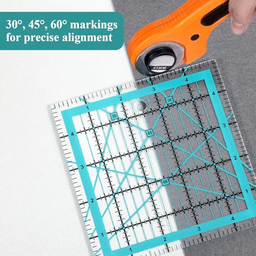 7 Pieces Quilting Rulers Templates, 2.5",3.5", 5",6.5", 8", 10",12.5" Square Sewing Ruler Fabric Cutting Rulers Acrylic Quilters Ruler with Non-Slip Pads for Quilting and Sewing