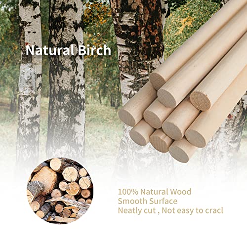 20 PCS Wooden Dowel Rods, 3/4 x 12 Inch