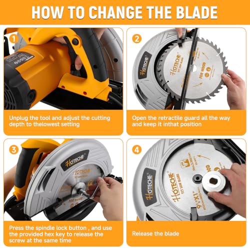 Hoteche 9-Inch Circular Saw 3-HP Heavy Duty Portable Table Saw with Saw Blade for Desktop Use - size: 9-1/4-Inch