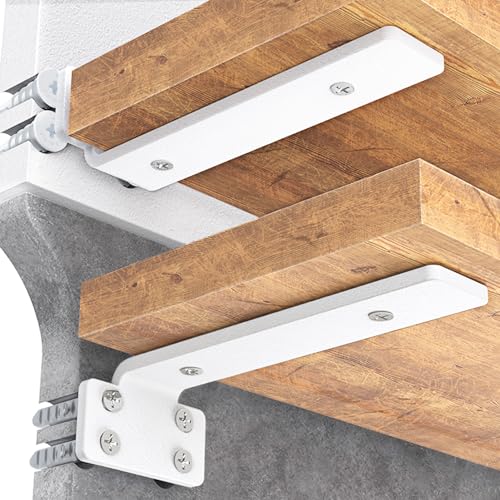 Goovilla Shelf Bracket, Floating Shelf Brackets 4 inch Long, 6 Pack, White - size: 4 Inch, style: White 6Pack