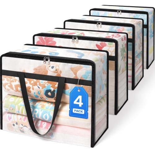 BlissTotes Moving Bags 40L 4PCS, Clear Clothes Storage Under Bed Storage - size: 40L