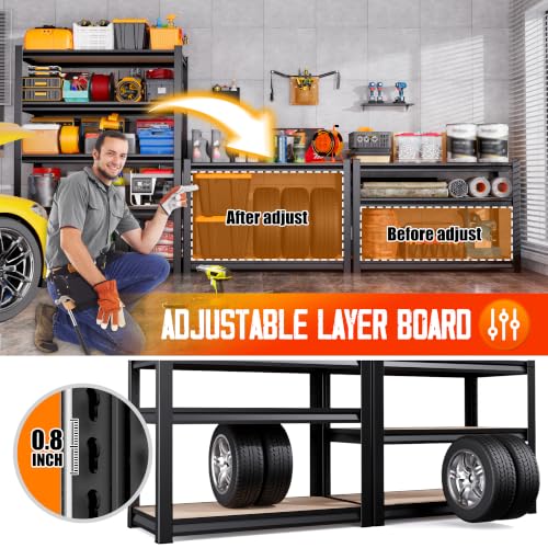 71" H-35 W Garage Shelving-5 Tier Storage Shelves,Adjustable Heavy Duty Metal Shelving Unit and Storage Large Rack,Utility Steel Shelf for Shop Warehouse Industrial Pantry Basement - size: MDF/35"Wx16"Dx71"H